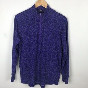 REI Purple Black Leaves Front Zipper Sweatshirt